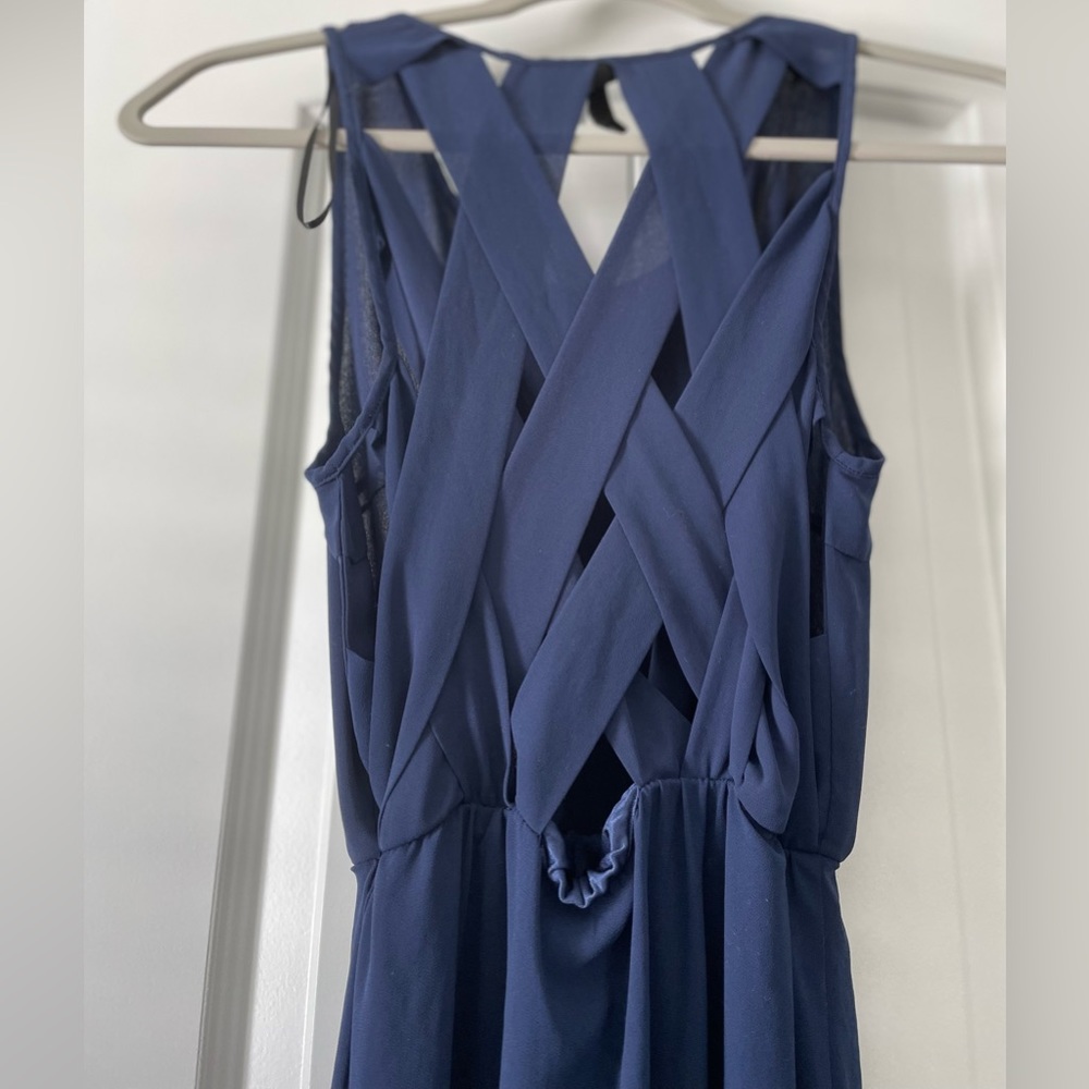 Beautiful Navy H&M Long Maxi Dress/ Gown w/ Criss-Crossed Back— Size 4